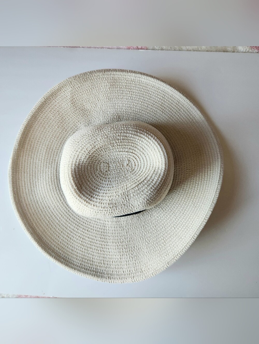Wide-Brim Straw Sun Hat in Natural Ivory - Picture 2 of 7